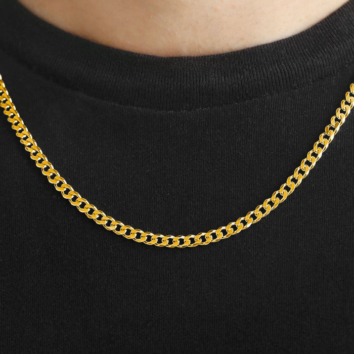 Linked Gold Plated 925 Sterling Silver Curb Chain for Him