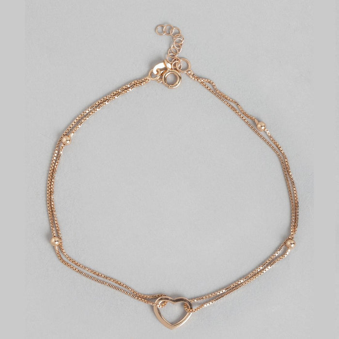 Linked Hearts Harmony Rose Gold-Plated 925 Sterling Silver Combo Anklet