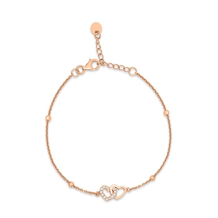 Linked Hearts Rose Gold Plated 925 Sterling Silver Bracelet