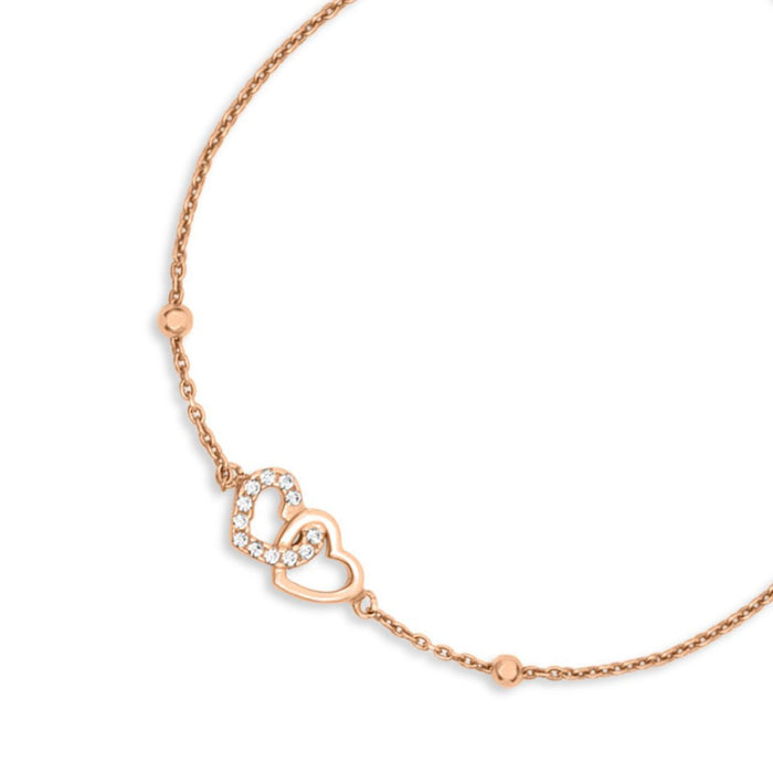 Linked Hearts Rose Gold Plated 925 Sterling Silver Bracelet