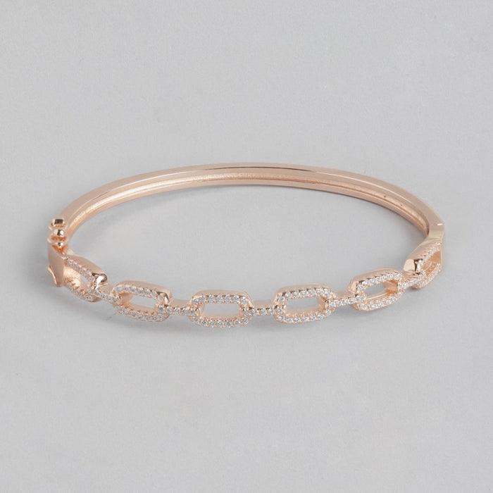 Linked Splendor Cubic Zirconia Rose Gold-Plated 925 Sterling Silver Kada Bracelet