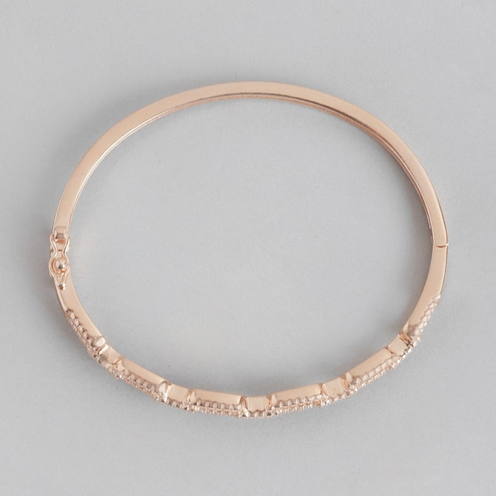Linked Splendor Cubic Zirconia Rose Gold-Plated 925 Sterling Silver Kada Bracelet
