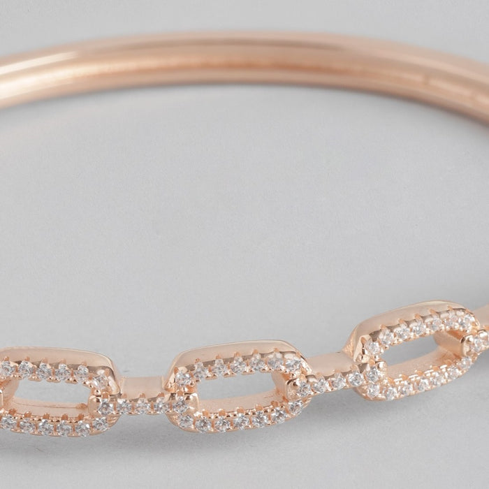 Linked Splendor Cubic Zirconia Rose Gold-Plated 925 Sterling Silver Kada Bracelet