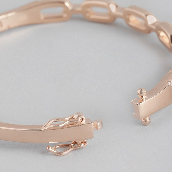 Linked Splendor Cubic Zirconia Rose Gold-Plated 925 Sterling Silver Kada Bracelet