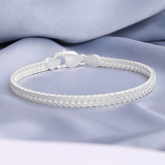 Linked Weave Silver Plated 925 Sterling Silver Men's Bracelet