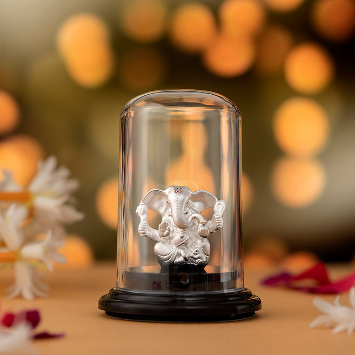 Little Ganesha Blessings Rhodium-Plated 999 Silver Idol