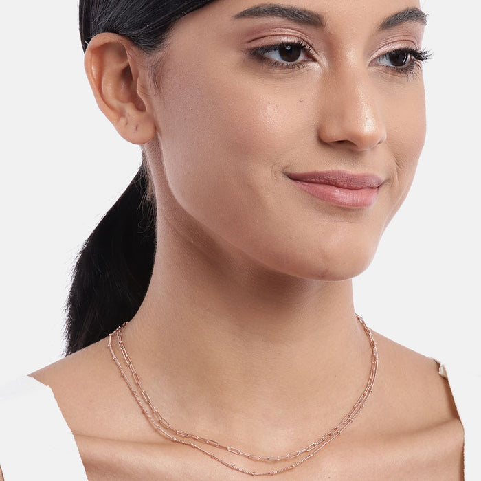 Live It Up 925 Sterling Silver Necklace In Rose Gold