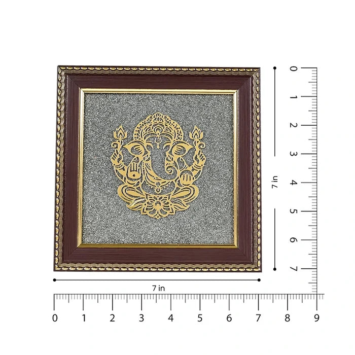 Lord Ganesha Raw Pyrite Frame | Brings Good Luck & Abundance - view 2