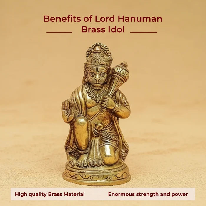 Lord Hanuman Brass Idol - view 2
