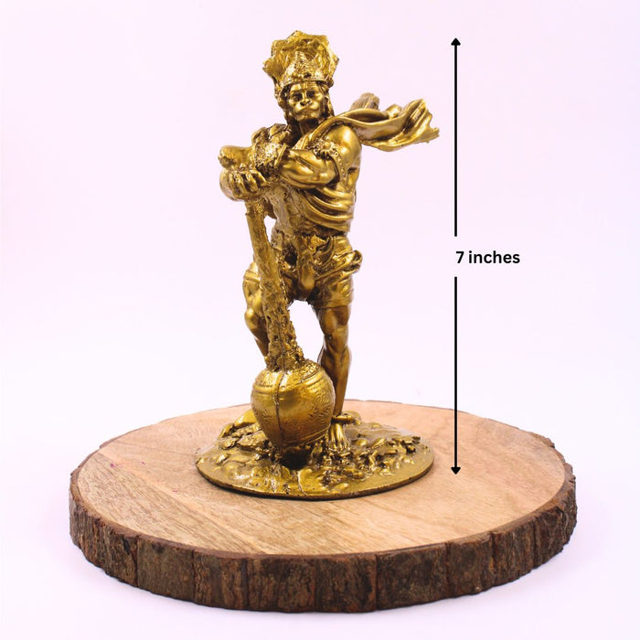 Lord Hanuman divine Idol with Gada - Bronze Finish - view 2