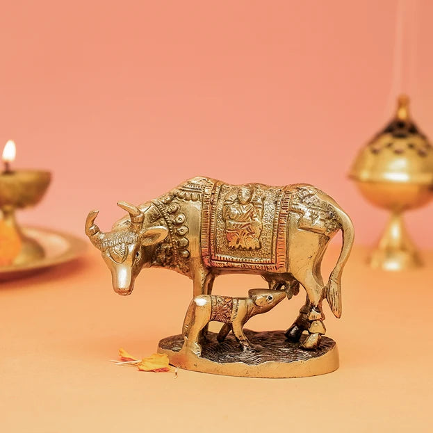 Lord Krishna Kamdhenu cow with calf