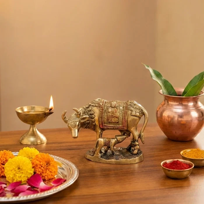Lord Krishna Kamdhenu cow with calf