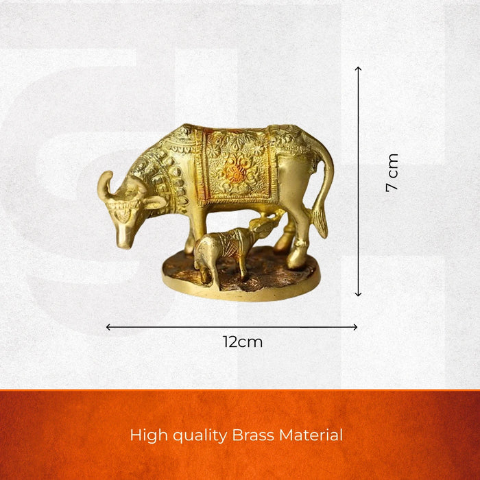 Lord Krishna Kamdhenu cow with calf - view 2