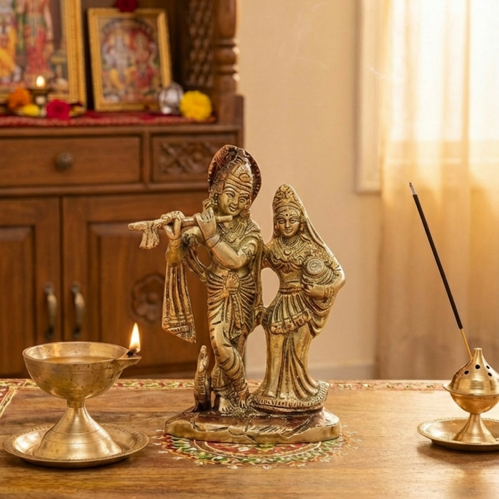 Lord Radha Krishna Brass Idol