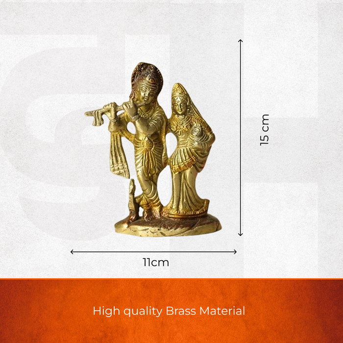 Lord Radha Krishna Brass Idol - view 2