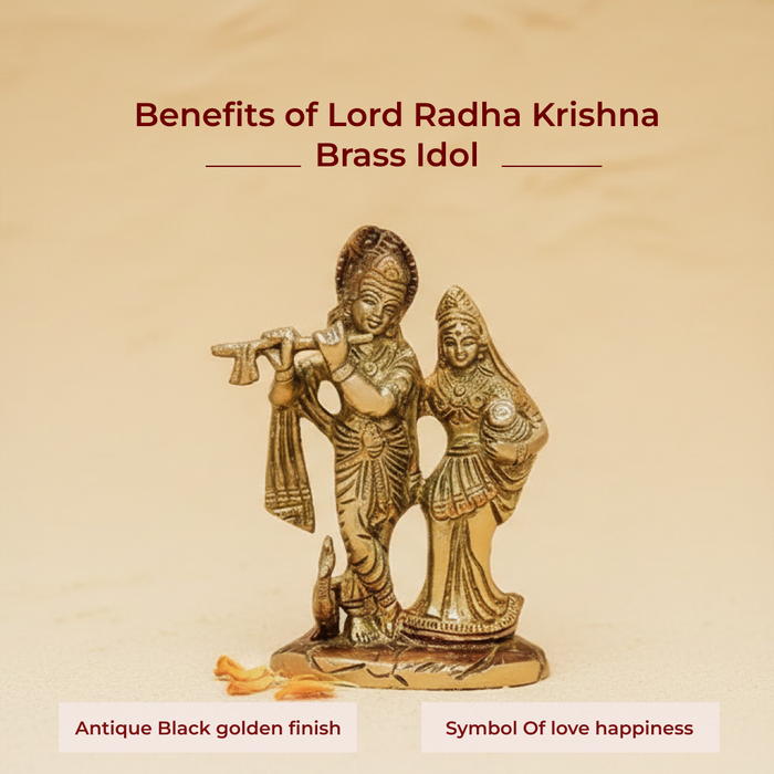 Lord Radha Krishna Brass Idol - view 3