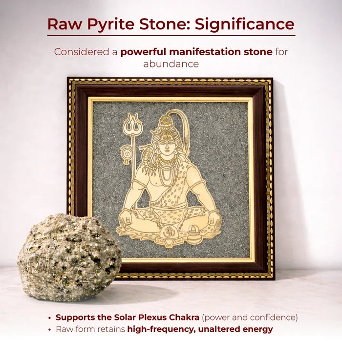 Lord Shiva Meditation Raw Pyrite Frame for Inner Peace - view 3