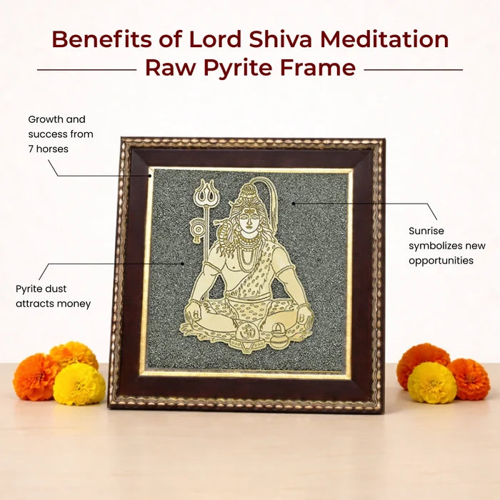 Lord Shiva Meditation Raw Pyrite Frame for Inner Peace - view 4
