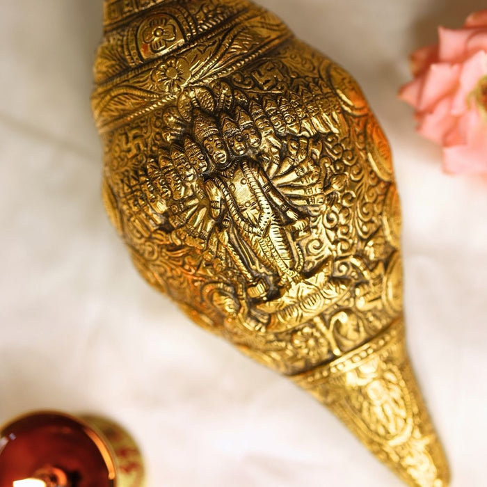 Lord Vishnu Virat Dashavatara Rupa Conch (Shankh) - view 4