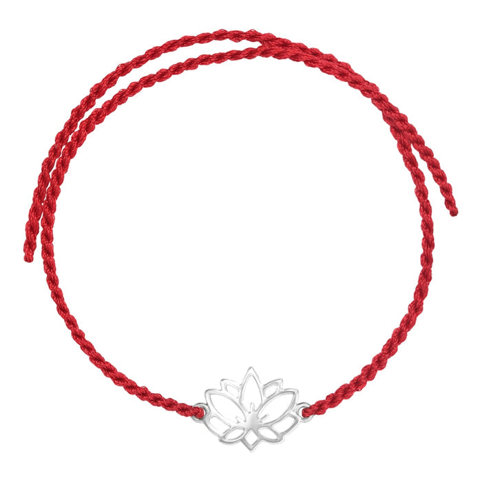 Lotus Blossom Rhodium Plated Silver Thread Rakhi