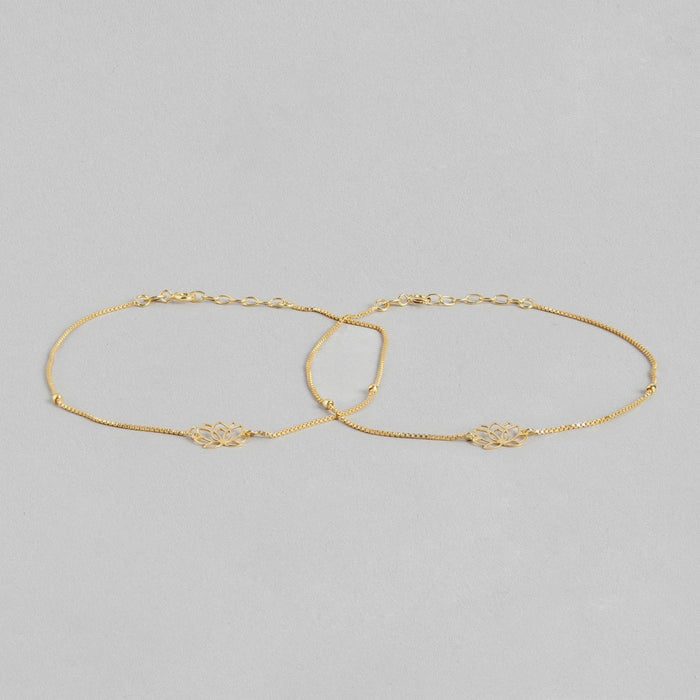 Lotus Gold Plated 925 Sterling Silver Chained Anklet