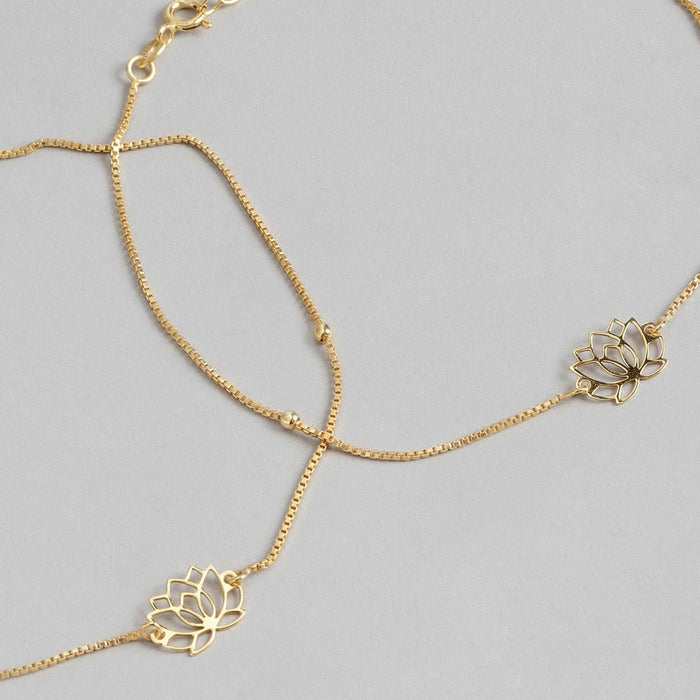 Lotus Gold Plated 925 Sterling Silver Chained Anklet