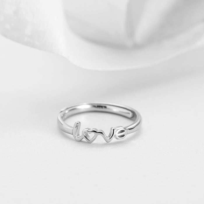 Love 925 Sterling Silver Female Ring (Adjustable)
