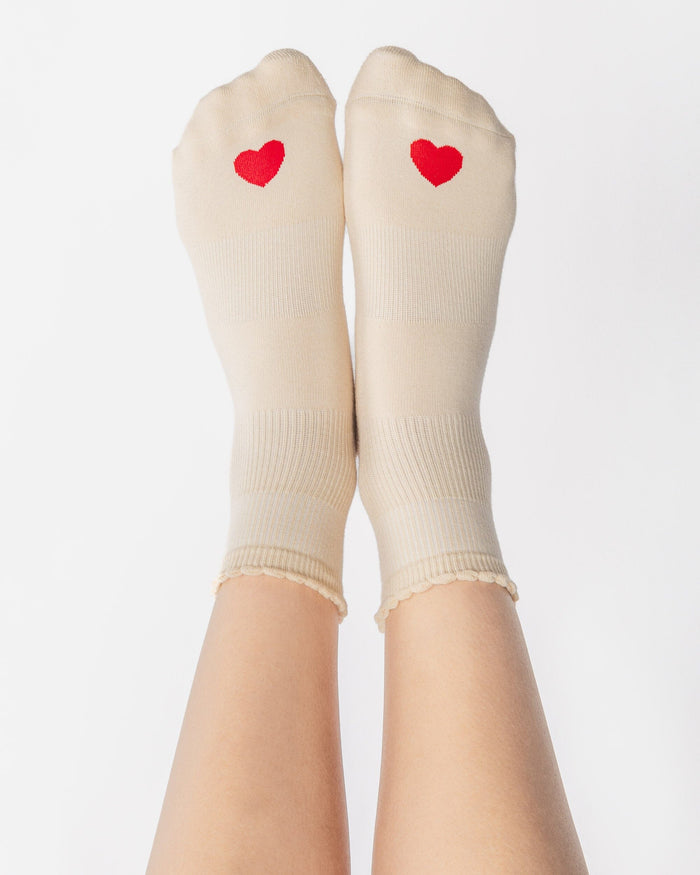 Love Ankle Grip Sock Ivory