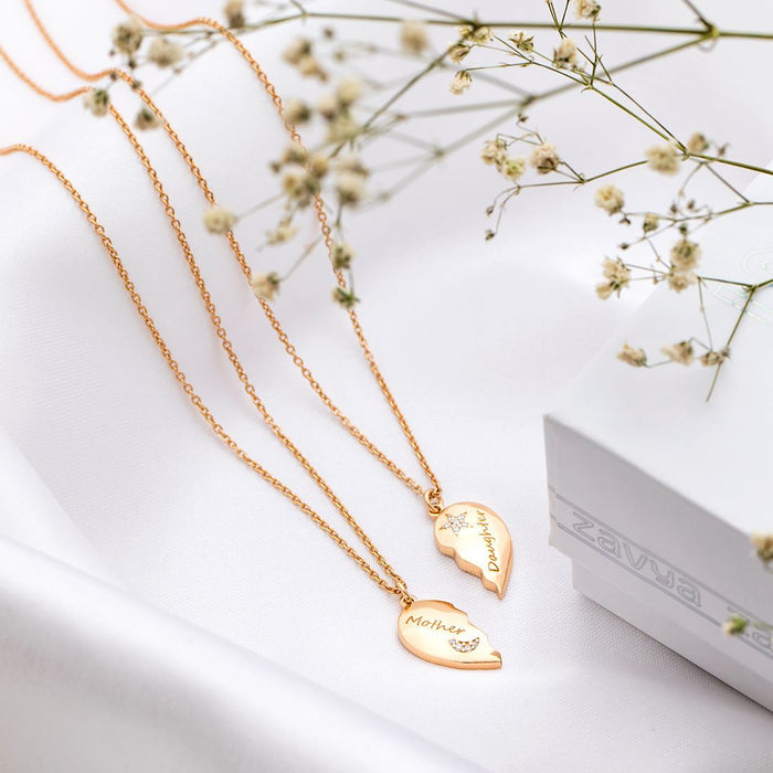 Love Connection Interlocking Mother-Daughter 925 Sterling Silver Necklaces