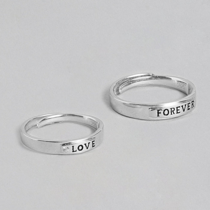 Love Forever 925 Sterling Silver Couple Ring (Adjustable)