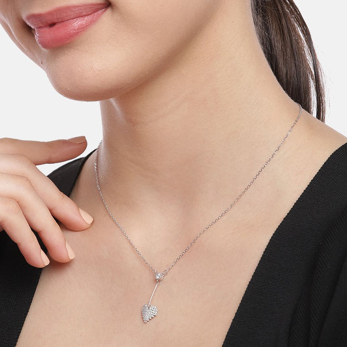 Love Heart CZ 925 Sterling Silver Drop Necklace