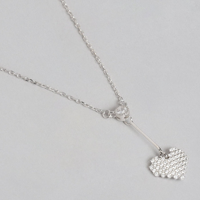Love Heart CZ 925 Sterling Silver Drop Necklace