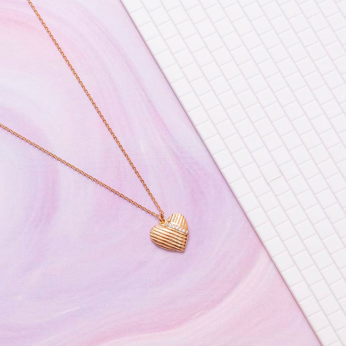 Love Heart Gold Plated  925 Sterling Silver Necklace