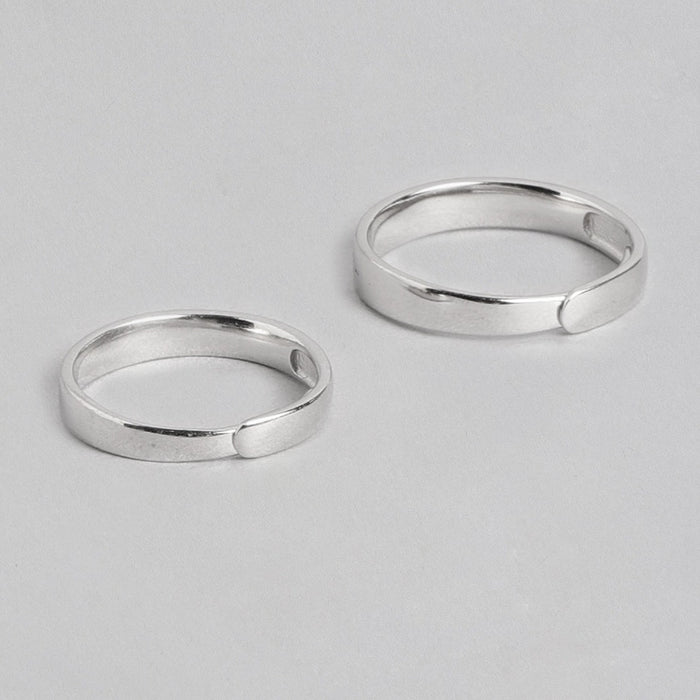 Love Line 925 Sterling Silver Couple Ring Bands (Adjustable)