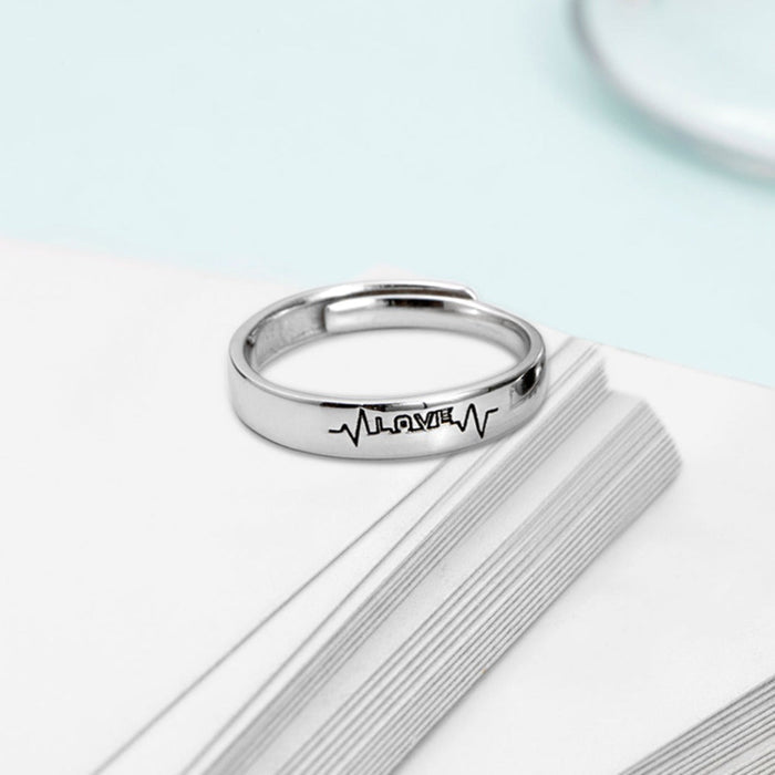 Love Line Rhodium Plated 925 Silver Women Ring (Adjustable)