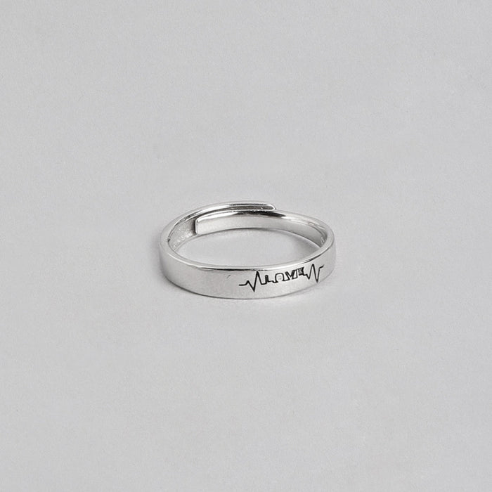 Love Line Rhodium Plated 925 Silver Women Ring (Adjustable)