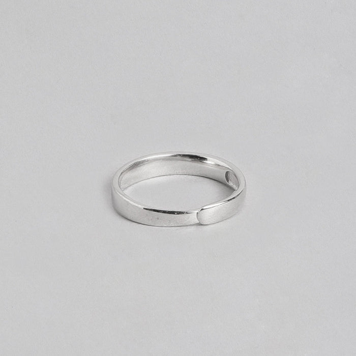 Love Line Rhodium Plated 925 Silver Women Ring (Adjustable)