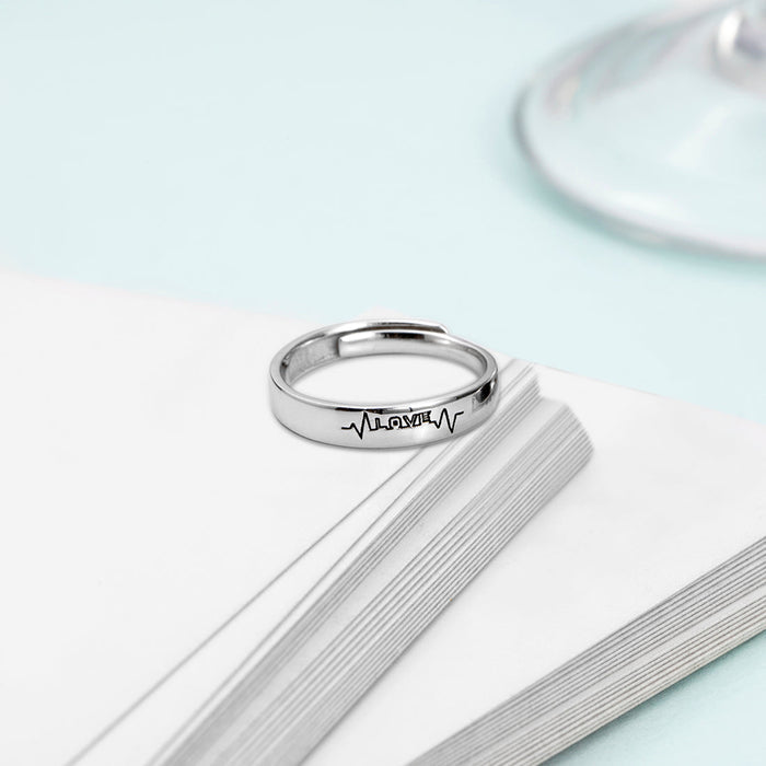 Love Line Rhodium Plated 925 Sterling Silver Ring For Him (Adjustable)