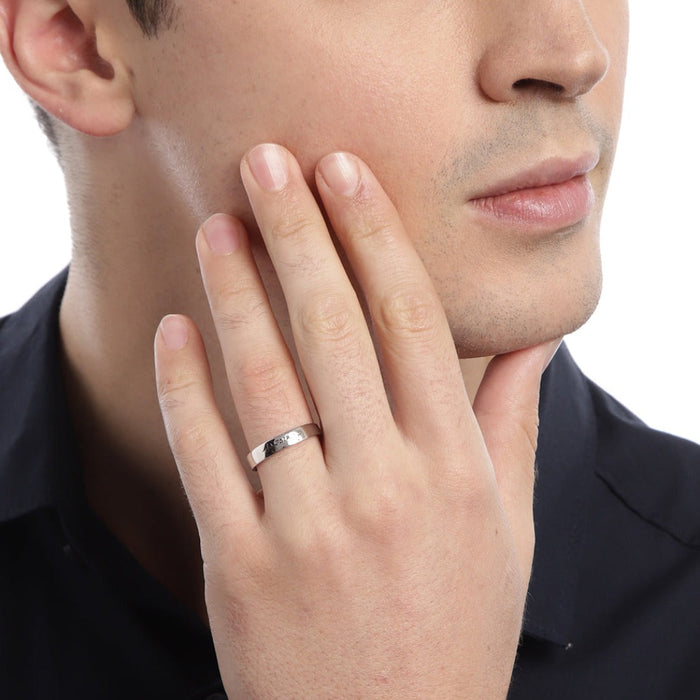 Love Line Rhodium Plated 925 Sterling Silver Ring For Him (Adjustable)