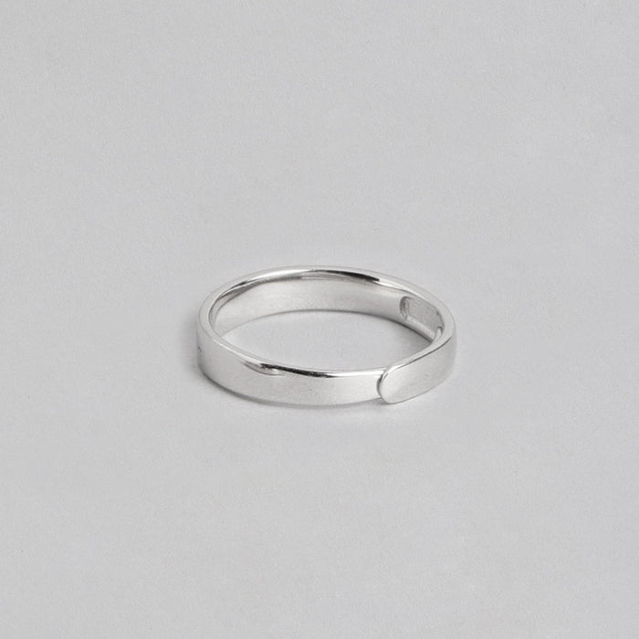Love Line Rhodium Plated 925 Sterling Silver Ring For Him (Adjustable)