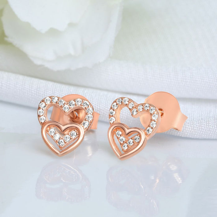 Love Squared Rose Gold Plated 925 Sterling Silver Earrings