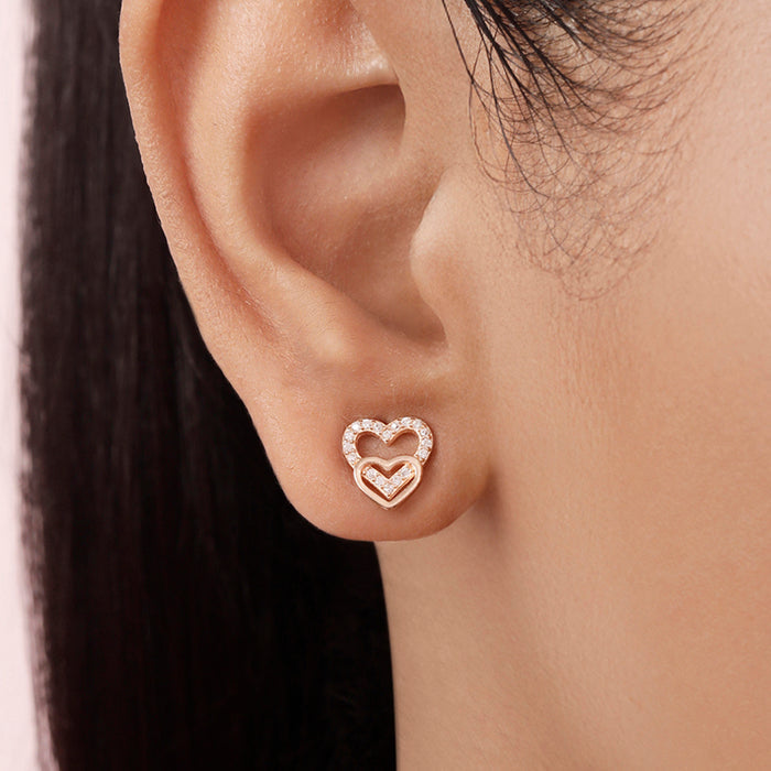 Love Squared Rose Gold Plated 925 Sterling Silver Earrings