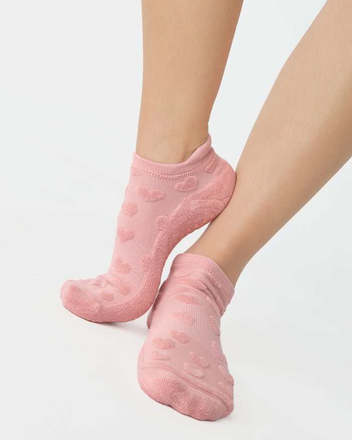 Love Terry Full Foot Grip Sock Coral