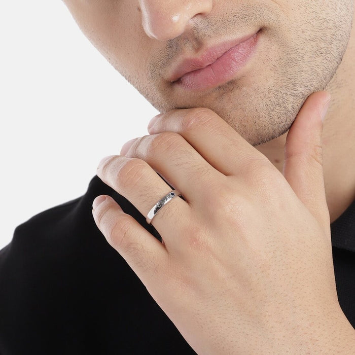 Love's Embrace 925 Sterling Silver Couple Ring with Love Pattern (Adjustable)