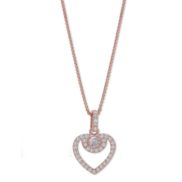 Love's Embrace Rose Gold-Plated 925 Sterling Silver Heart Pendant with Chain