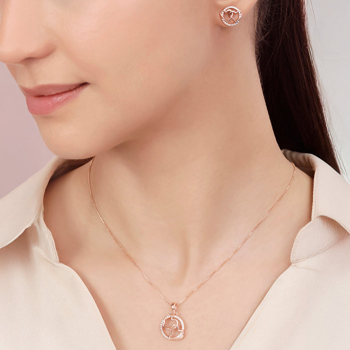 Love's Embrace Rose Gold Plated 925 Sterling Silver Jewellery Set
