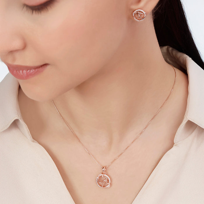 Love's Embrace Rose Gold Plated 925 Sterling Silver Jewellery Set