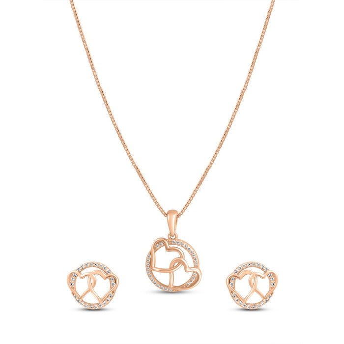 Love's Embrace Rose Gold Plated 925 Sterling Silver Jewellery Set