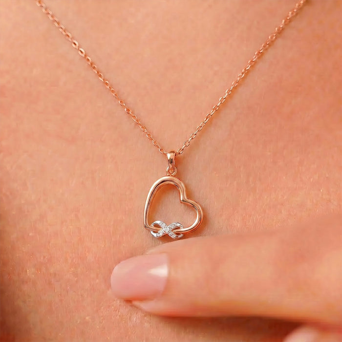 Love's Infinite Path Rhodium & Rose Gold Plated Pendant with Link Chain