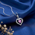 Love's Safe Pink Haven Rhodium Plated Pendant with link Chain
